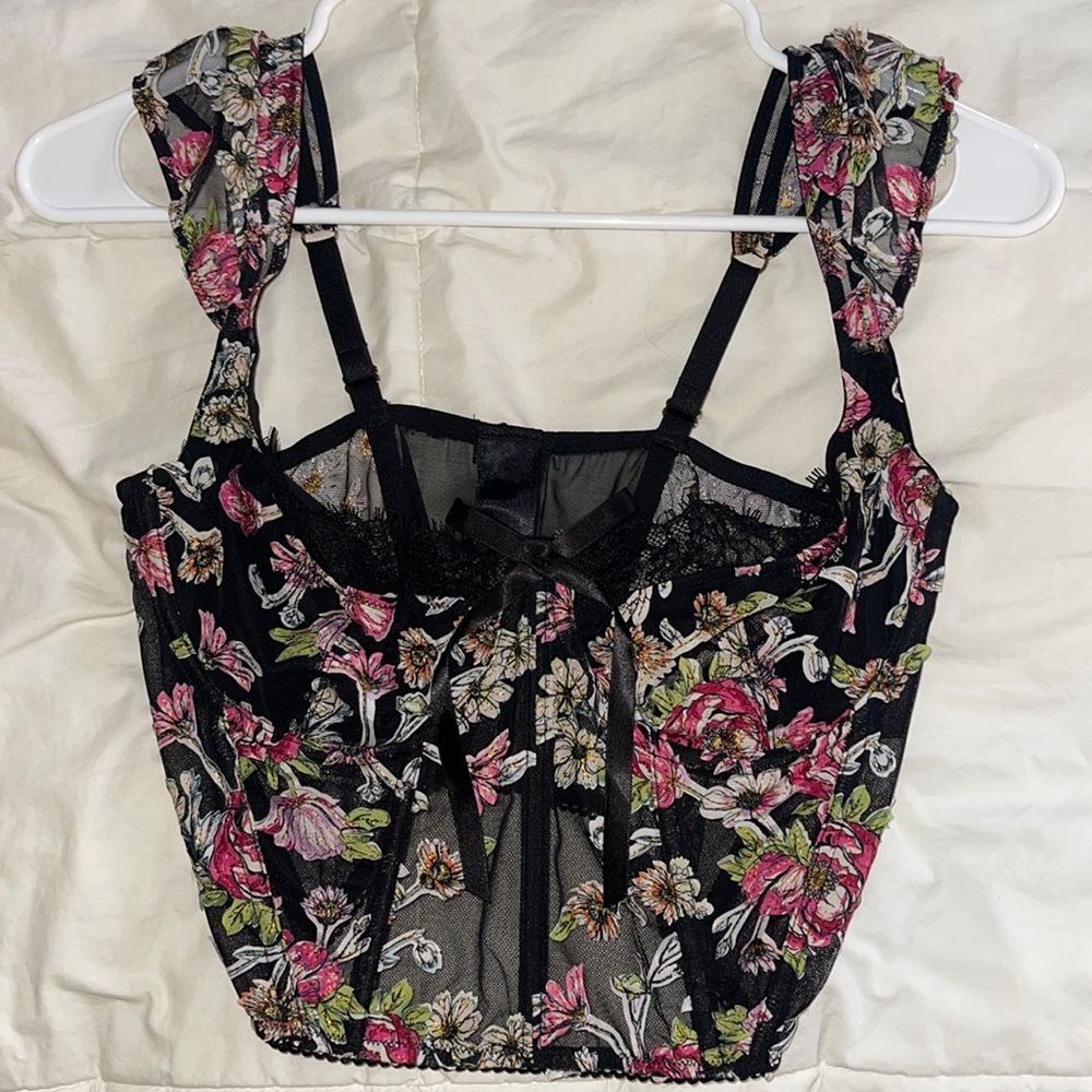 Victoria’s Secret Black Floral Bustier Corset top